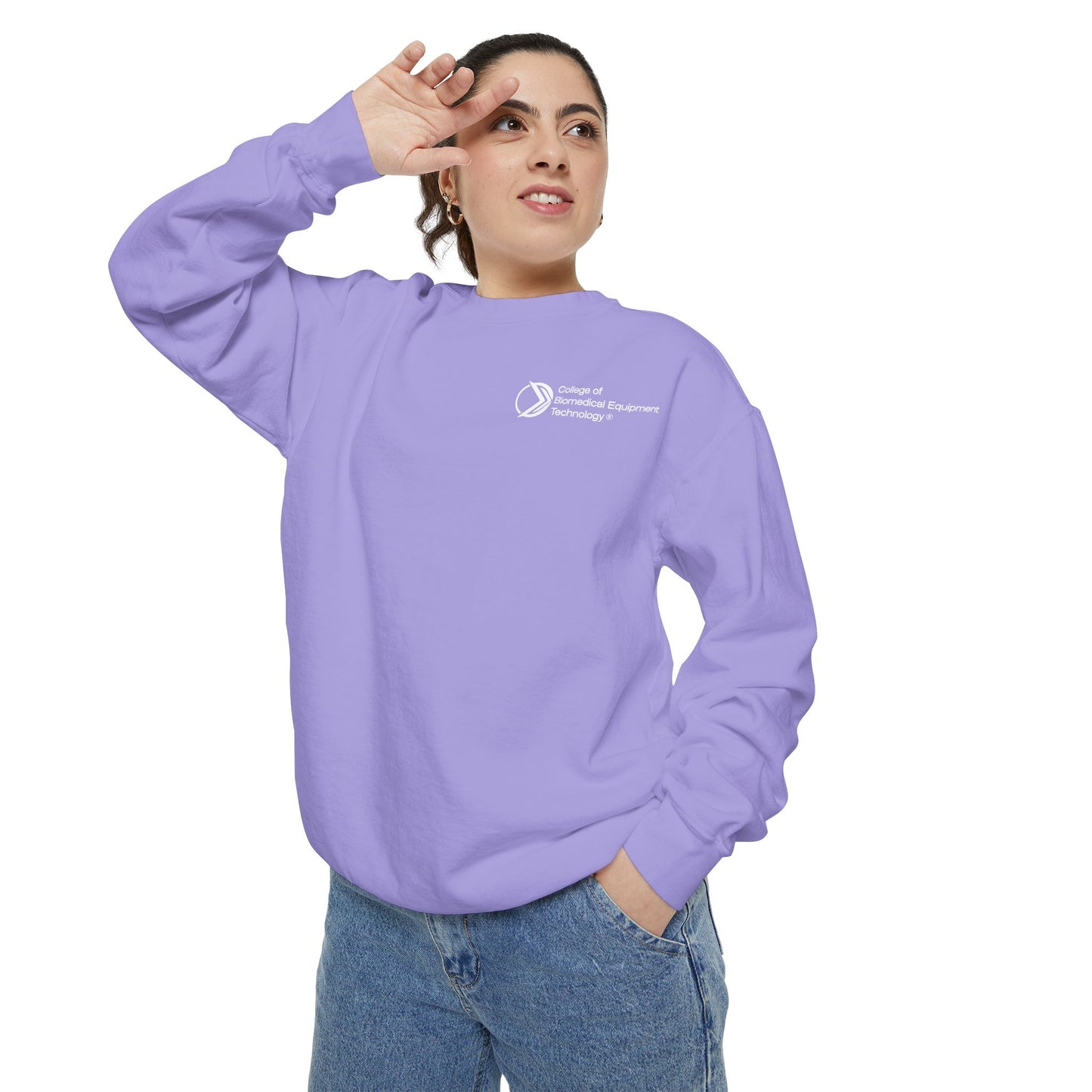 Comfort Colors Unisex Lightweight Crewneck Sweatshirt - College of Biomedical Equipment Technology Front & Back Logo