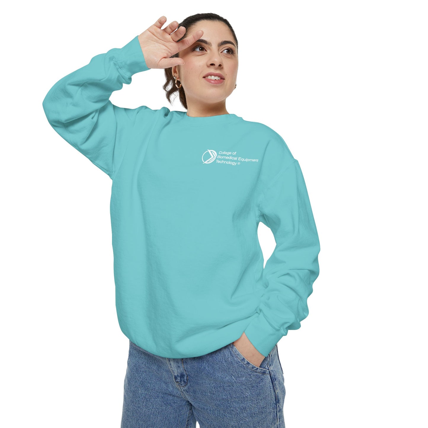 Comfort Colors Unisex Lightweight Crewneck Sweatshirt - College of Biomedical Equipment Technology Front & Back Logo