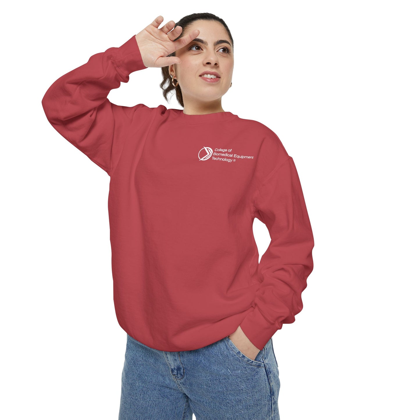 Comfort Colors Unisex Lightweight Crewneck Sweatshirt - College of Biomedical Equipment Technology Front & Back Logo