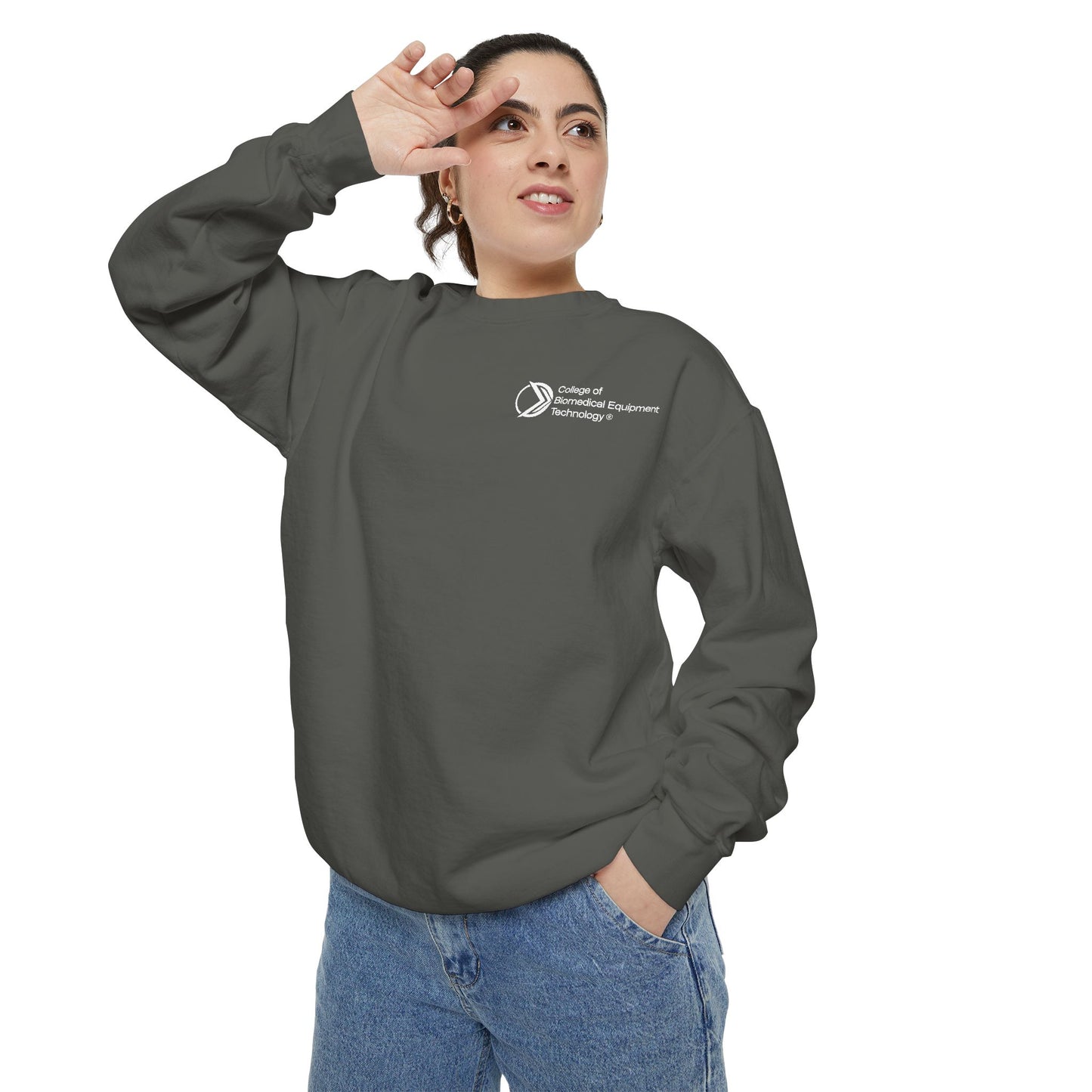 Comfort Colors Unisex Lightweight Crewneck Sweatshirt - College of Biomedical Equipment Technology Front & Back Logo