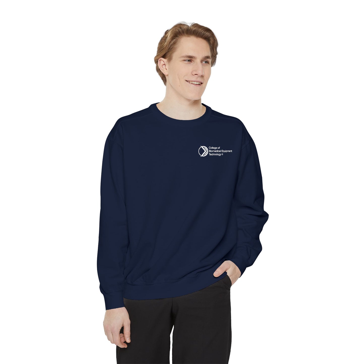 Comfort Colors Unisex Lightweight Crewneck Sweatshirt - College of Biomedical Equipment Technology Front & Back Logo