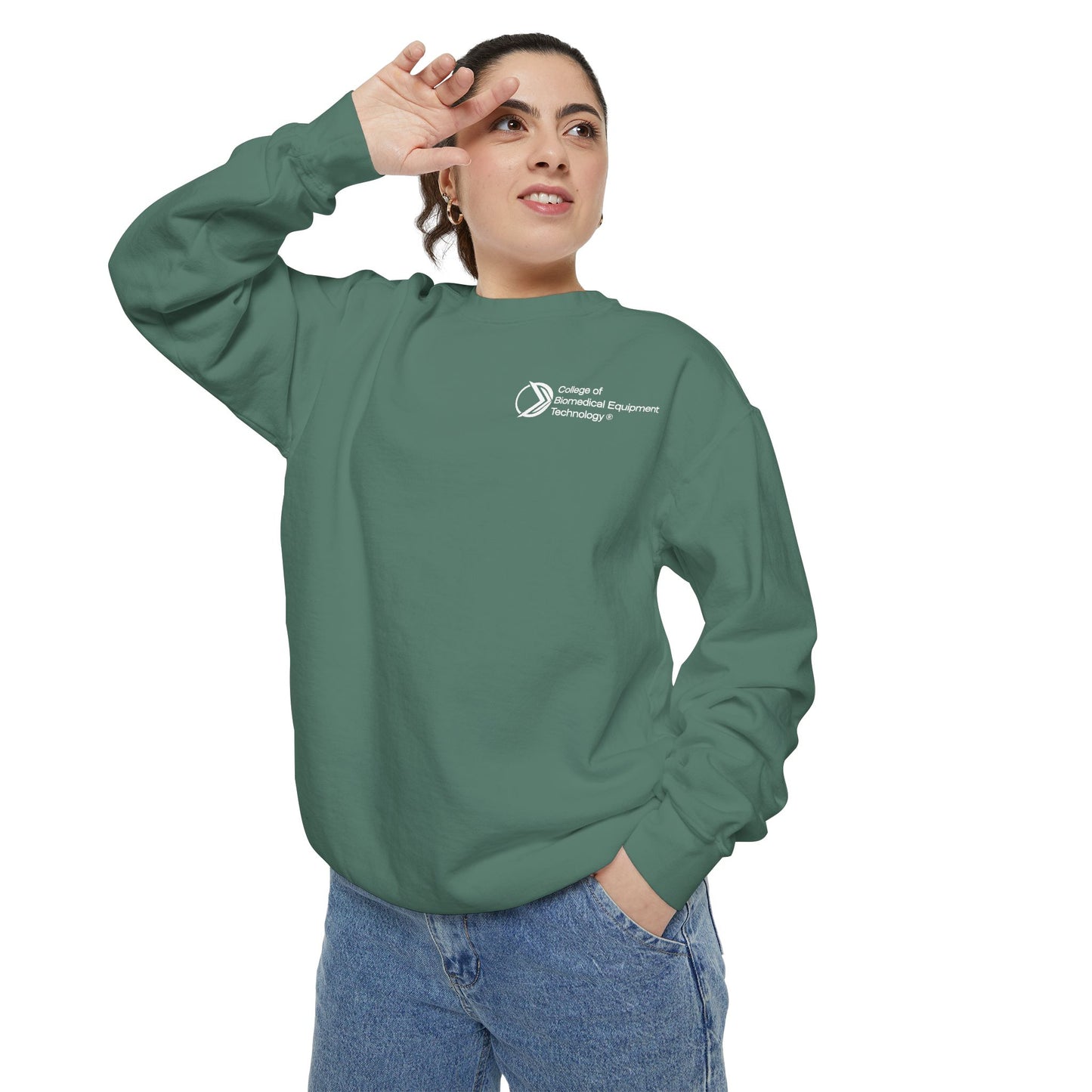 Comfort Colors Unisex Lightweight Crewneck Sweatshirt - College of Biomedical Equipment Technology Front & Back Logo