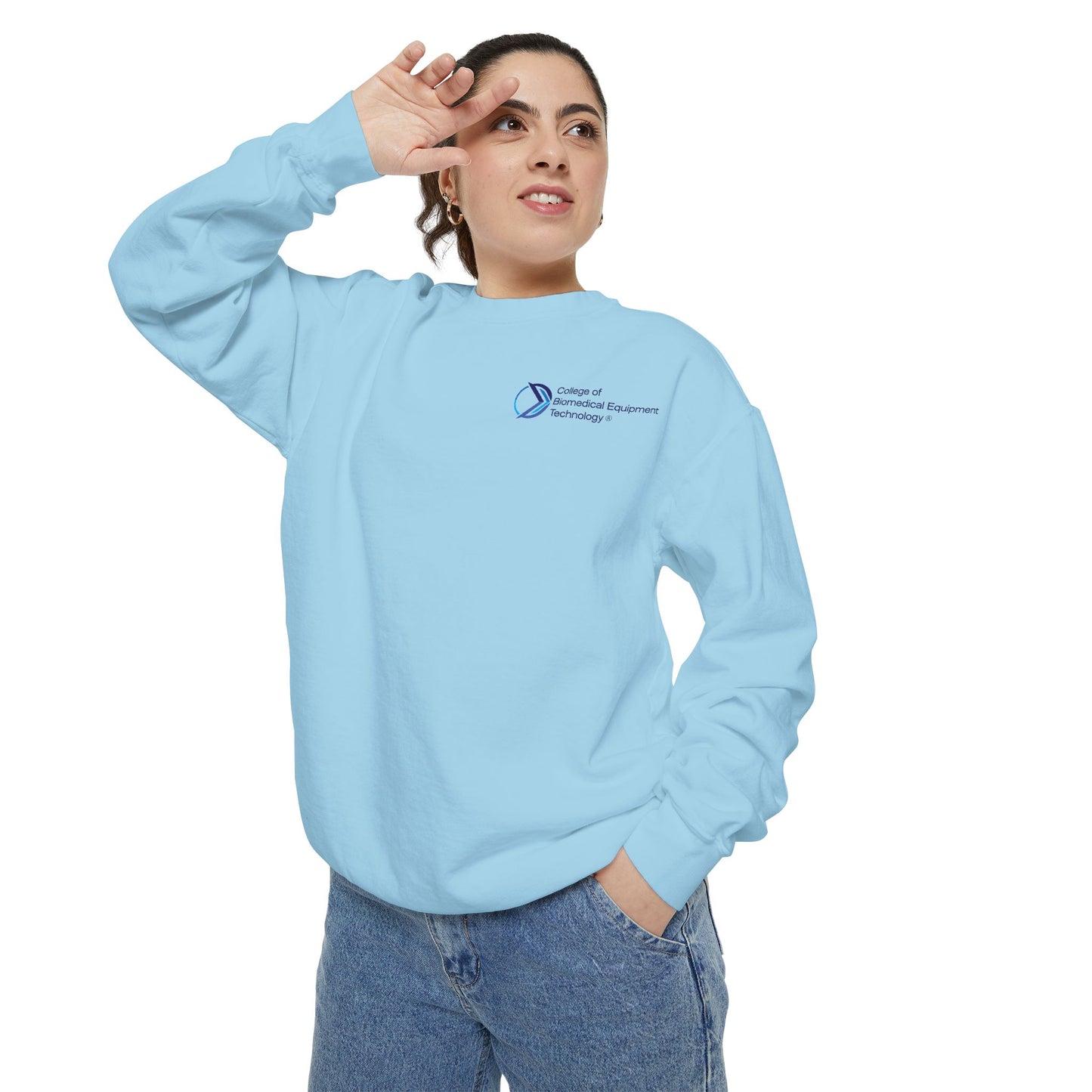 Comfort Colors Unisex Lightweight Crewneck Sweatshirt - College of Biomedical Equipment Technology Front & Back Logo