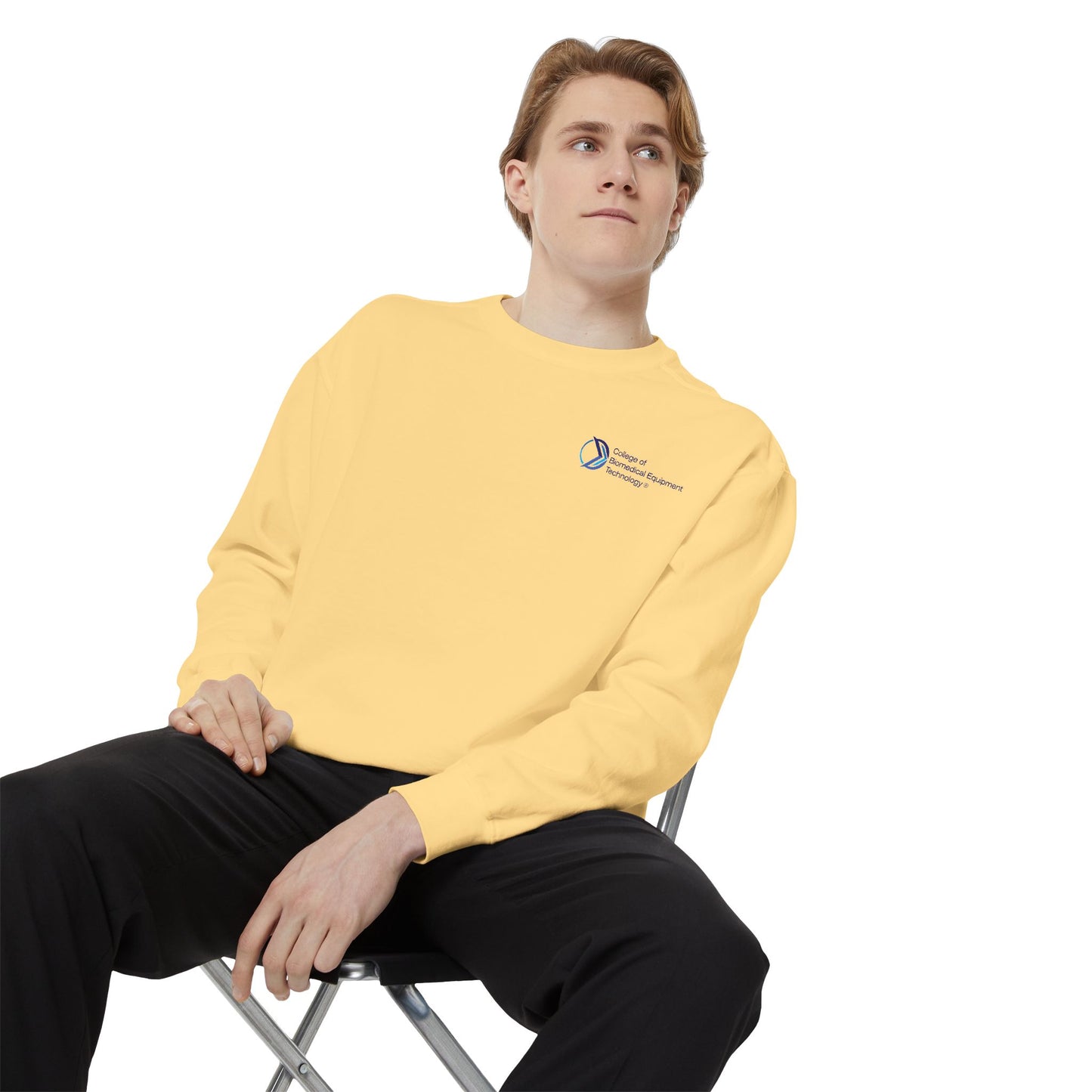 Comfort Colors Unisex Lightweight Crewneck Sweatshirt - College of Biomedical Equipment Technology Front & Back Logo