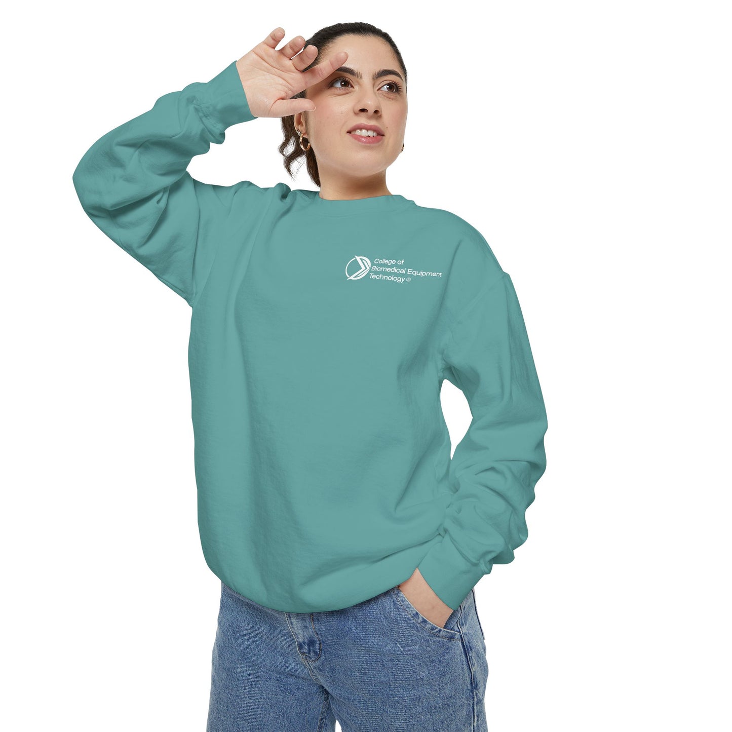 Comfort Colors Unisex Lightweight Crewneck Sweatshirt - College of Biomedical Equipment Technology Front & Back Logo