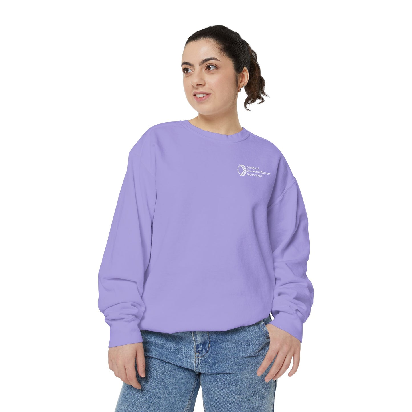Comfort Colors Unisex Lightweight Crewneck Sweatshirt - College of Biomedical Equipment Technology Front & Back Logo