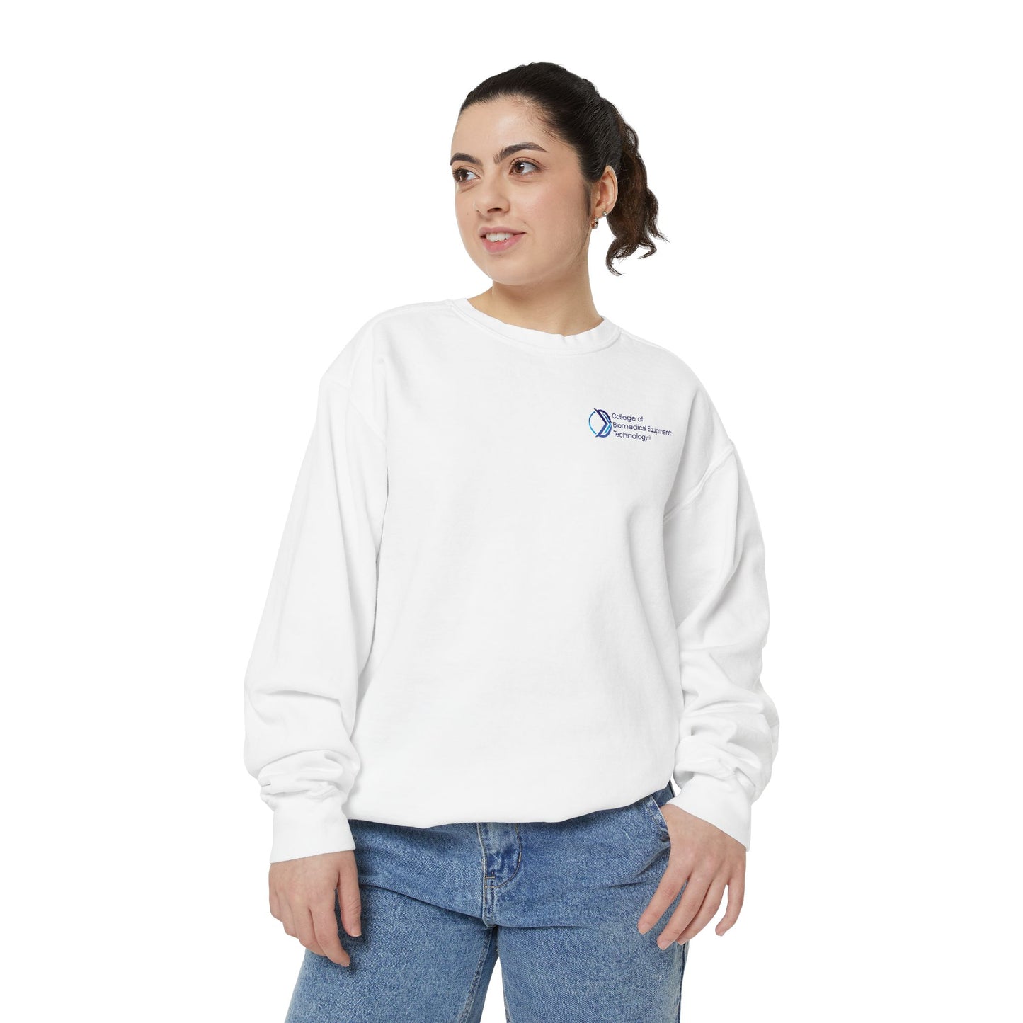 Comfort Colors Unisex Lightweight Crewneck Sweatshirt - College of Biomedical Equipment Technology Front & Back Logo