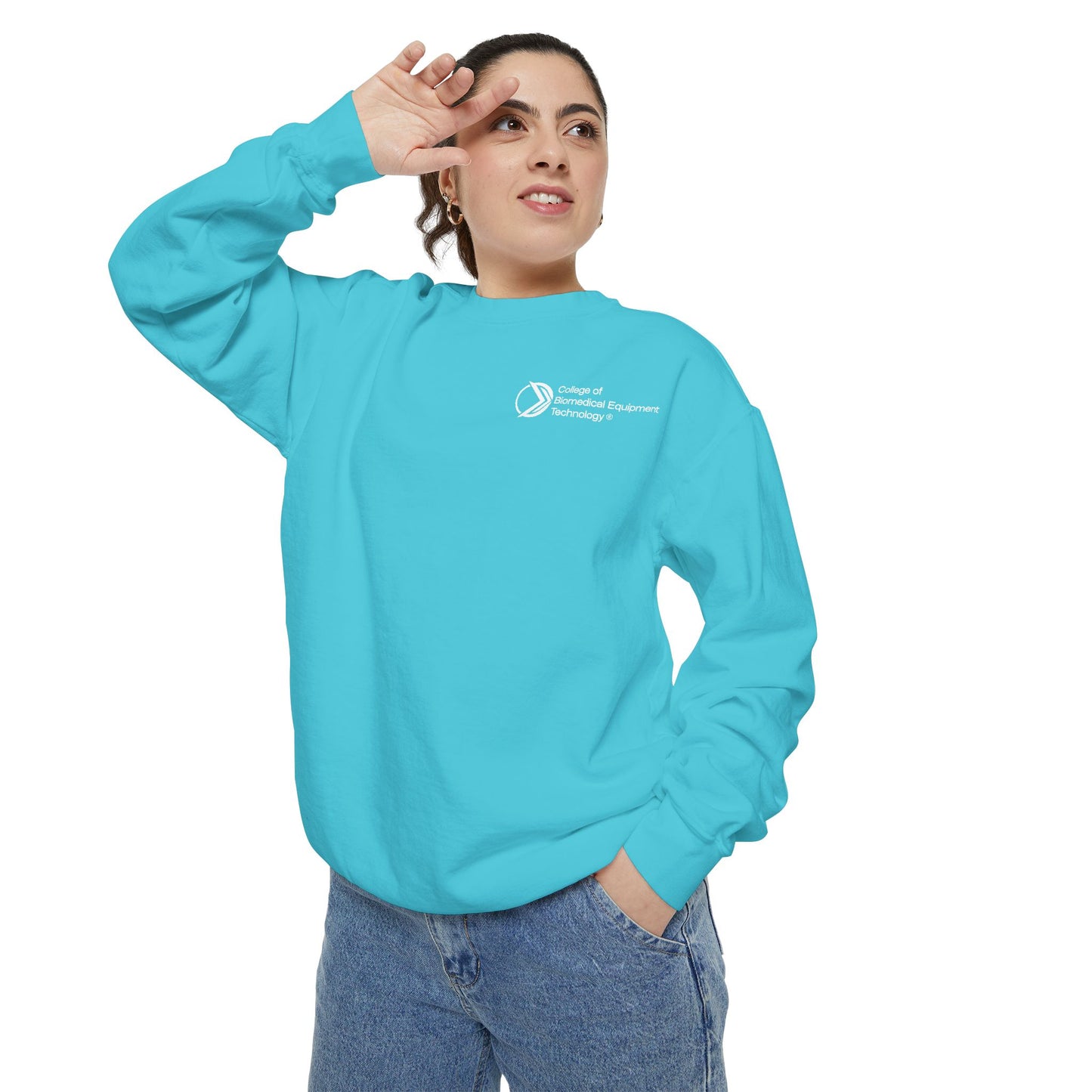 Comfort Colors Unisex Lightweight Crewneck Sweatshirt - College of Biomedical Equipment Technology Front & Back Logo
