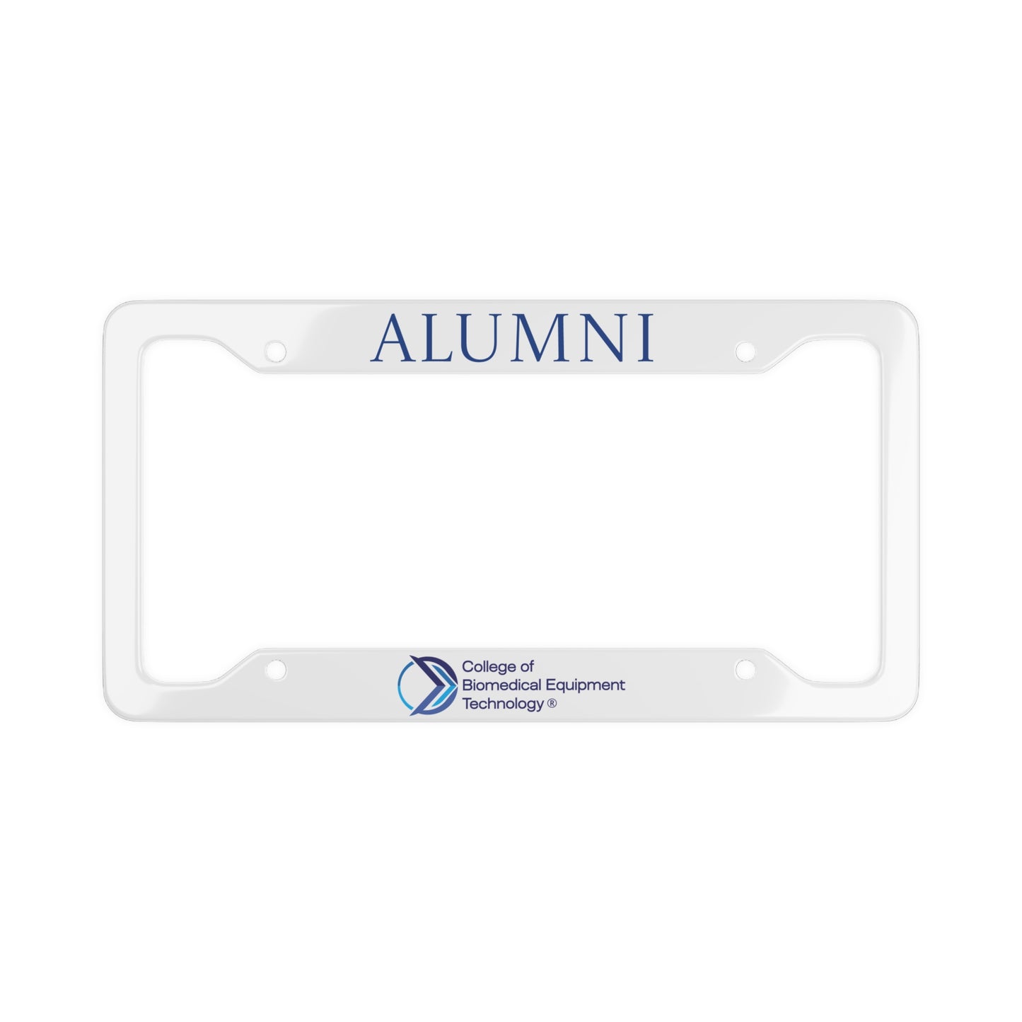 Proud Alumni License Plate Frame - College of Biomedical Equipment Technology