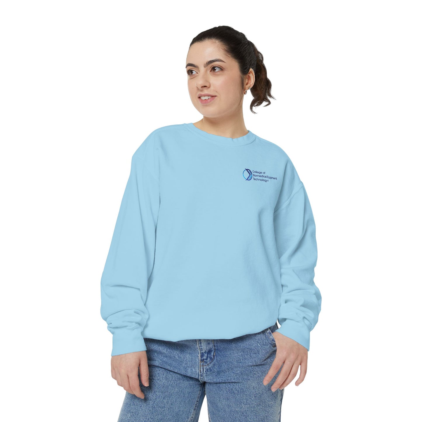 Comfort Colors Unisex Lightweight Crewneck Sweatshirt - College of Biomedical Equipment Technology Front & Back Logo
