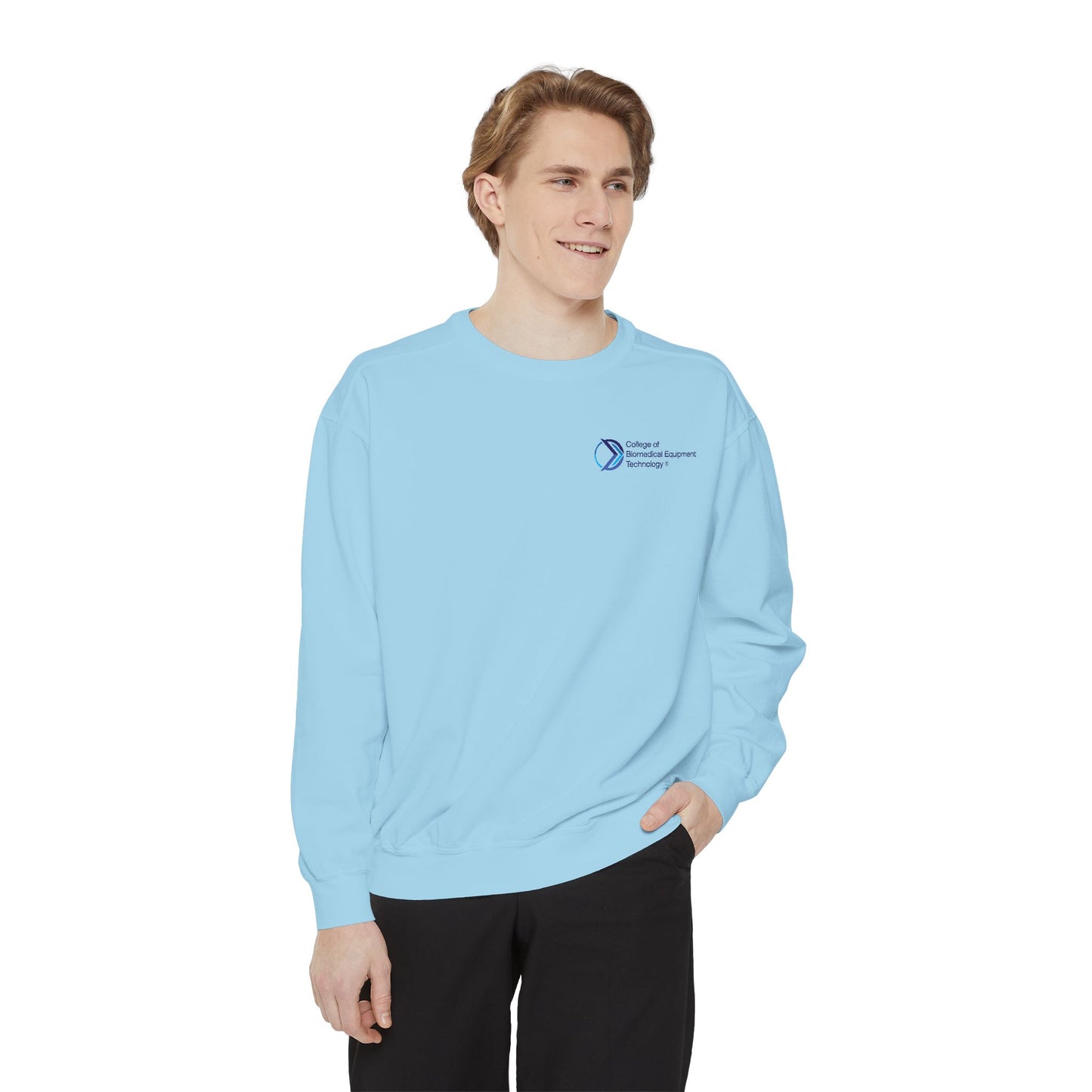 Comfort Colors Unisex Lightweight Crewneck Sweatshirt - College of Biomedical Equipment Technology Front & Back Logo