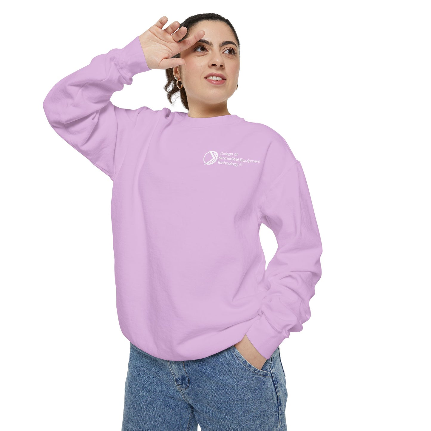 Comfort Colors Unisex Lightweight Crewneck Sweatshirt - College of Biomedical Equipment Technology Front & Back Logo