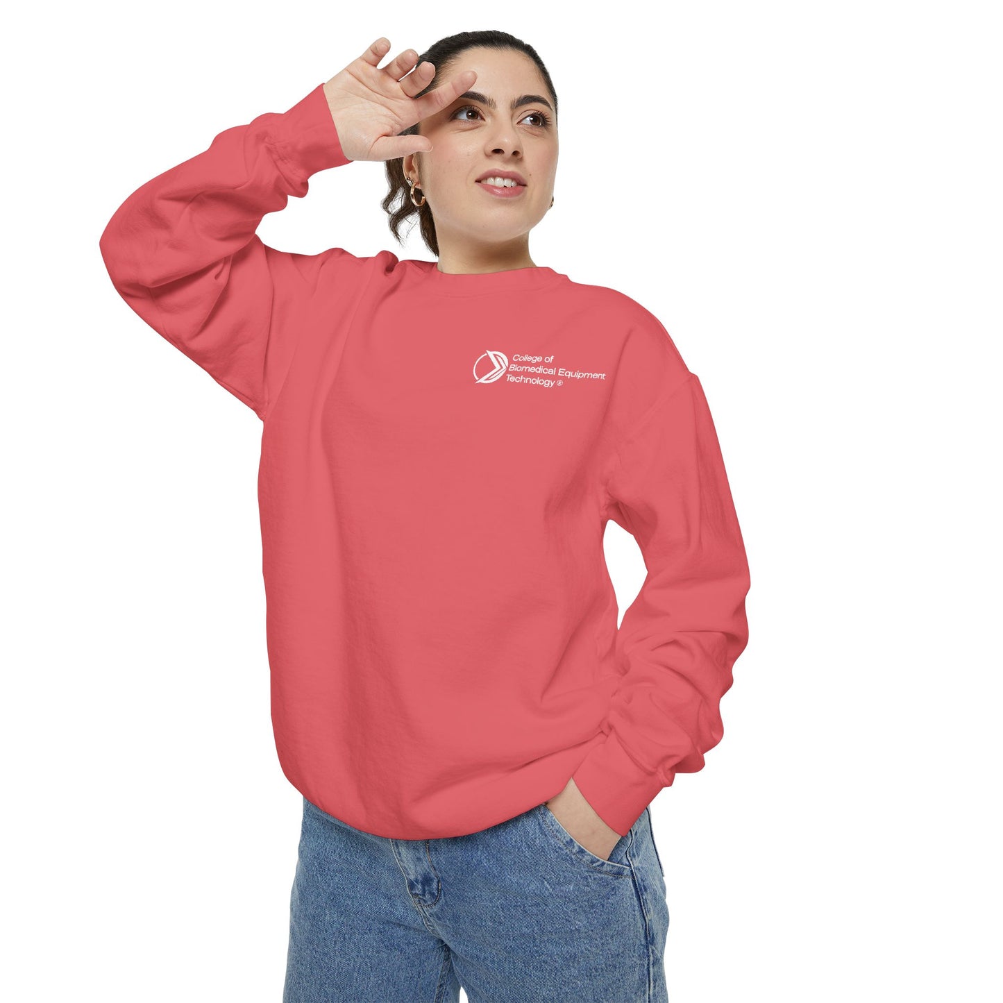 Comfort Colors Unisex Lightweight Crewneck Sweatshirt - College of Biomedical Equipment Technology Front & Back Logo
