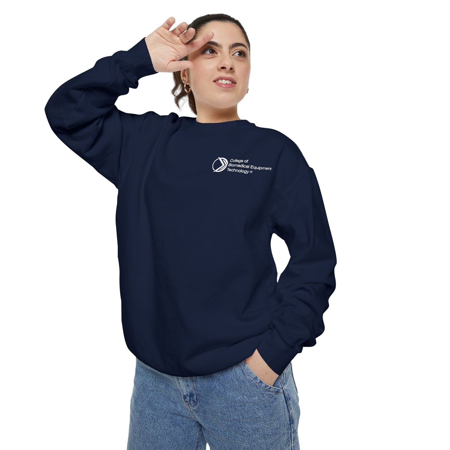 Comfort Colors Unisex Lightweight Crewneck Sweatshirt - College of Biomedical Equipment Technology Front & Back Logo