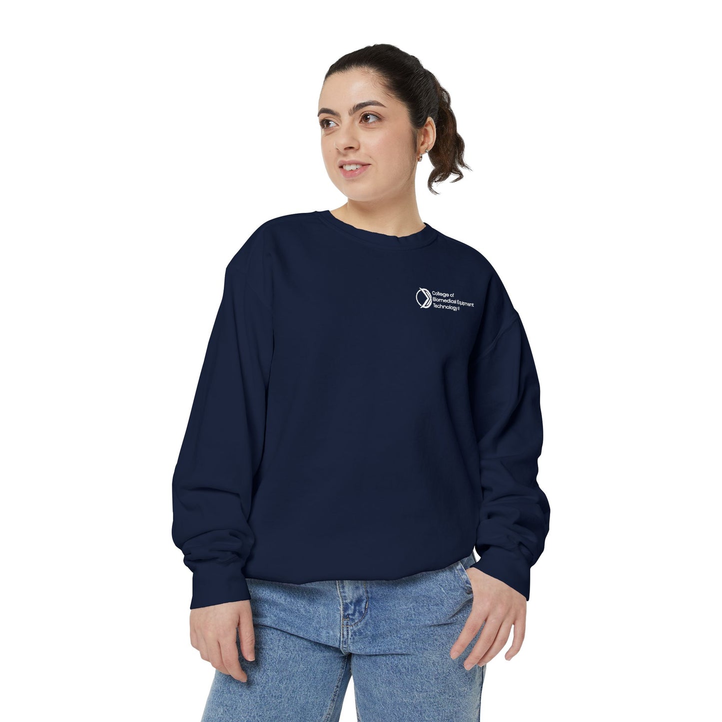 Comfort Colors Unisex Lightweight Crewneck Sweatshirt - College of Biomedical Equipment Technology Front & Back Logo