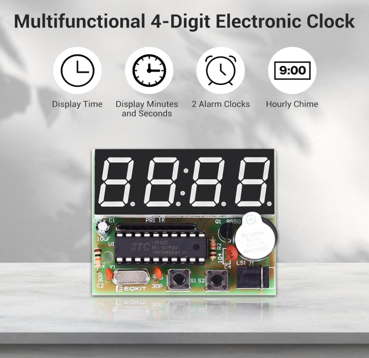 4-Digit Digital Clock Kits with PCB for Soldering