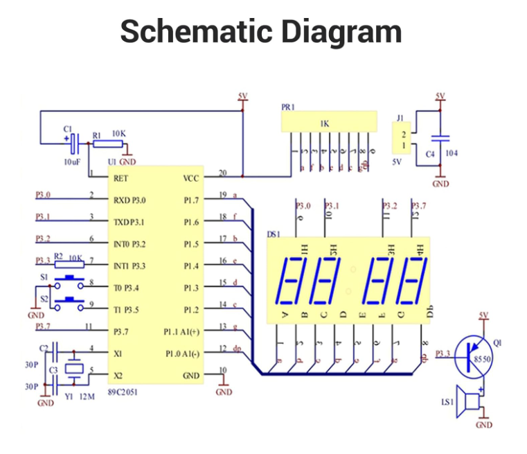 4-Digit Digital Clock Kits with PCB for Soldering